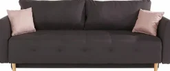 Home affaire Schlafsofa »Nordic, B: 219 cm, Liegel. 137x195 cm« Schlaffunktion, Bettkasten & 2 Zierkissen, Federkern