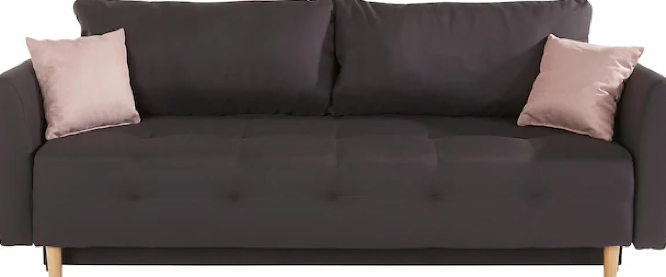 Home affaire Schlafsofa »Nordic, B: 219 cm, Liegel. 137x195 cm« Schlaffunktion, Bettkasten & 2 Zierkissen, Federkern