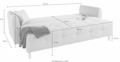Home affaire Schlafsofa »Nordic, B: 219 cm, Liegel. 137x195 cm« Schlaffunktion, Bettkasten & 2 Zierkissen, Federkern