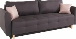 Home affaire Schlafsofa »Nordic, B: 219 cm, Liegel. 137x195 cm« Schlaffunktion, Bettkasten & 2 Zierkissen, Federkern