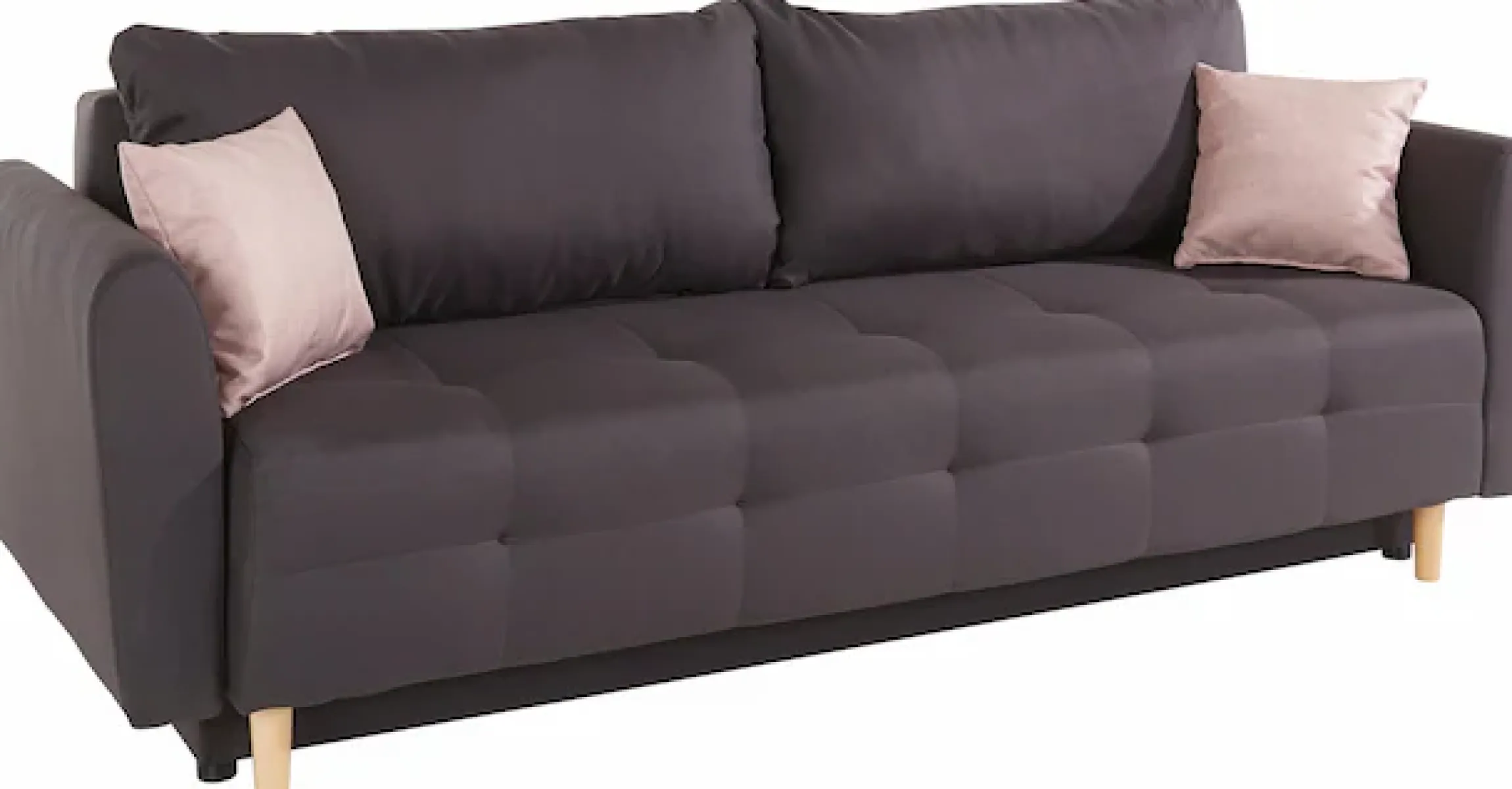 Home affaire Schlafsofa »Nordic, B: 219 cm, Liegel. 137x195 cm« Schlaffunktion, Bettkasten & 2 Zierkissen, Federkern