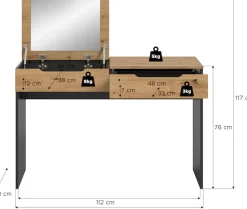 Home affaire Schminktisch »REHAT, TOPSELLER!, Breite 115cm, 1 Schubkasten, Klappe inkl. Spiegel« Konsolentisch, Tisch, Klapptisch, Anrichte, Sekretär, Kommode
