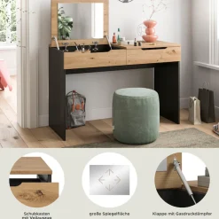 Home affaire Schminktisch »REHAT, TOPSELLER!, Breite 115cm, 1 Schubkasten, Klappe inkl. Spiegel« Konsolentisch, Tisch, Klapptisch, Anrichte, Sekretär, Kommode