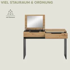 Home affaire Schminktisch »REHAT, TOPSELLER!, Breite 115cm, 1 Schubkasten, Klappe inkl. Spiegel« Konsolentisch, Tisch, Klapptisch, Anrichte, Sekretär, Kommode