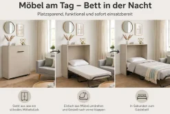 Home affaire Schrankbett »Sognum als Gästebett nutzbar, Wandklappbett in Kommodenoptik« in den Farben weiß, schwarz und kaschmir erhältlich,inkl. Matratze, platzsparendes Klappbett, optimal für kleine Räume