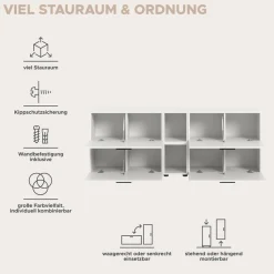 Home affaire Schrank-Set »ENESTE, 6-teilig, in verschiedenen Farben, individuell kombinierbar« verschiedenste Kombinationmöglichkeiten, stehend oder hängend, 2 Stk. tlg.