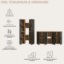 Home affaire Schrank-Set »ENESTE, 12-teilig, in verschiedenen Farben, individuell kombinierbar« verschiedenste Kombinationmöglichkeiten, stehend oder hängend, 4 Stk. tlg.
