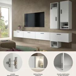 Home affaire Schrank-Set »ENESTE, 9-teilig, in verschiedenen Farben, individuell kombinierbar« verschiedenste Kombinationmöglichkeiten, stehend oder hängend, 3 Stk. tlg.