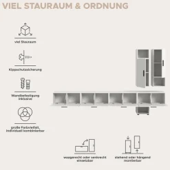 Home affaire Schrank-Set »ENESTE, 9-teilig, in verschiedenen Farben, individuell kombinierbar« verschiedenste Kombinationmöglichkeiten, stehend oder hängend, 3 Stk. tlg.