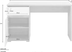 Home affaire Schreibtisch »Elan« Breite 130 cm, Front in Rillenoptik, grifflos, ABS-Schutzkanten