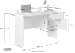 Home affaire Schreibtisch »Essential, Schreibtisch, kleiner Computertisch, Bürotisch für Büro« 1 Stk. tlg. mit 1 Tür,1 Schublade, Arbeitsplatte Breite 110 cm