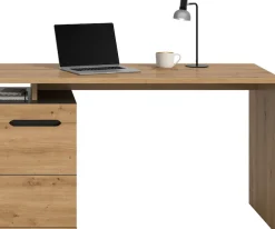 Home affaire Schreibtisch »REHAT, Bürotisch, Computertisch, Laptoptisch« bietet viel Stauraum für sämtliches Büromaterial,grifflose Fronten, 1 Tür mit verstellbarem Einlegeboden, Breite: 138cm