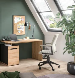 Home affaire Schreibtisch »REHAT, Bürotisch, Computertisch, Laptoptisch« bietet viel Stauraum für sämtliches Büromaterial,grifflose Fronten, 1 Tür mit verstellbarem Einlegeboden, Breite: 138cm