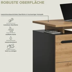 Home affaire Schreibtisch »REHAT, Bürotisch, Computertisch, Laptoptisch« bietet viel Stauraum für sämtliches Büromaterial,grifflose Fronten, 1 Tür mit verstellbarem Einlegeboden, Breite: 138cm
