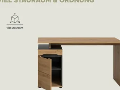 Home affaire Schreibtisch »REHAT, Bürotisch, Computertisch, Laptoptisch« bietet viel Stauraum für sämtliches Büromaterial,grifflose Fronten, 1 Tür mit verstellbarem Einlegeboden, Breite: 138cm