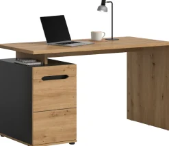 Home affaire Schreibtisch »REHAT, Bürotisch, Computertisch, Laptoptisch« bietet viel Stauraum für sämtliches Büromaterial,grifflose Fronten, 1 Tür mit verstellbarem Einlegeboden, Breite: 138cm