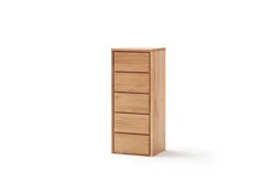 Home affaire Schubkastenkommode »Zetra Hochkommode, 5 Schubladen/1 Tür mit Soft-Close-Function« Fertig montiert, Eiche Massivholz, Breite 47 cm