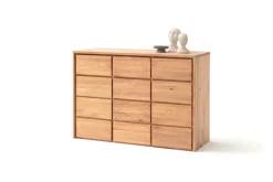 Home affaire Schubkastenkommode »Zetra Schubladenschrank, 3x Schublade/3x Tür mit Soft-Close-Function« Fertig montiert, Eiche Massivholz, Breite 130 cm