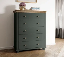 Home affaire Schubkastenkommode »Evora mit 6 Schubladen, viel Stauraum, 90x42x112,5 cm (BxTxH) FSC®« Kommode mit MDF-Applikationen, Landhausstil, passende Ergänzung