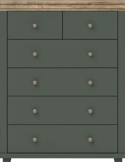 Home affaire Schubkastenkommode »Evora mit 6 Schubladen, viel Stauraum, 90x42x112,5 cm (BxTxH) FSC®« Kommode mit MDF-Applikationen, Landhausstil, passende Ergänzung