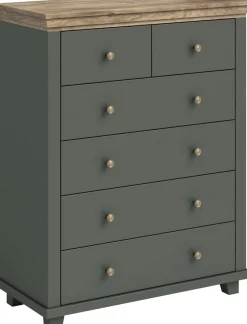 Home affaire Schubkastenkommode »Evora mit 6 Schubladen, viel Stauraum, 90x42x112,5 cm (BxTxH) FSC®« Kommode mit MDF-Applikationen, Landhausstil, passende Ergänzung