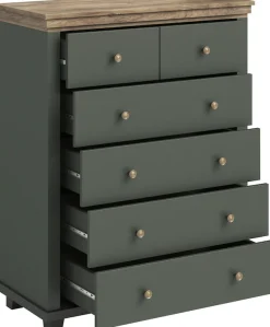 Home affaire Schubkastenkommode »Evora mit 6 Schubladen, viel Stauraum, 90x42x112,5 cm (BxTxH) FSC®« Kommode mit MDF-Applikationen, Landhausstil, passende Ergänzung