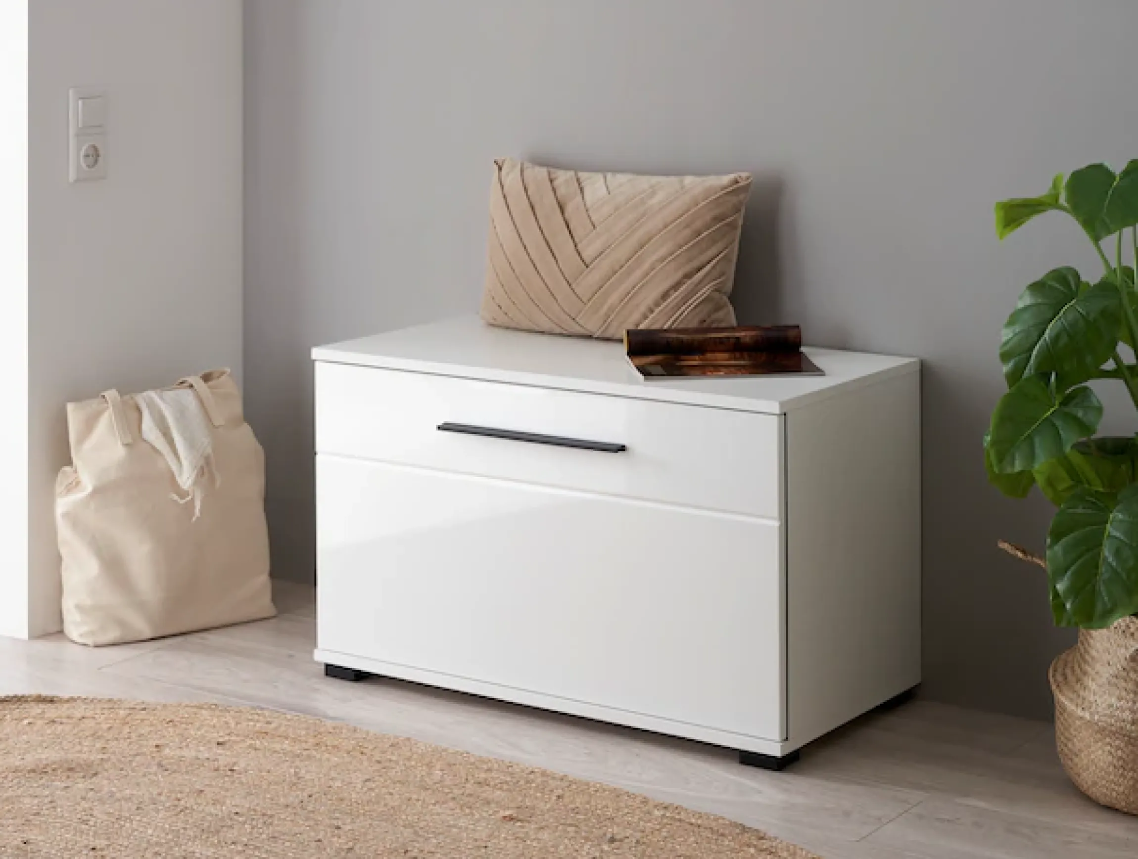 Home affaire Schuhbank »Cantara, Garderobenbank mit Klappe, Sitzbank in zwei Farben« ausreichend Stauraum, Platz für ca. 6 Paar Schuhe, 80 cm breit