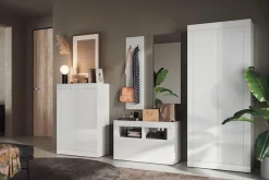 Home affaire Schuhschrank »Basic Breite 78 cm, Höhe 116 cm, Schuhkommode,« moderne Rahmenoptik, Metallgriffe, 4 Einlegeböden