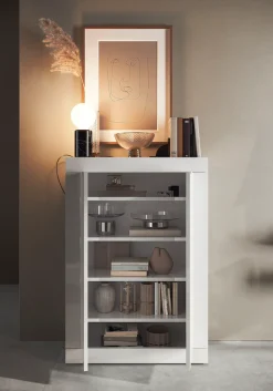 Home affaire Schuhschrank »Basic Breite 78 cm, Höhe 116 cm, Schuhkommode,« moderne Rahmenoptik, Metallgriffe, 4 Einlegeböden