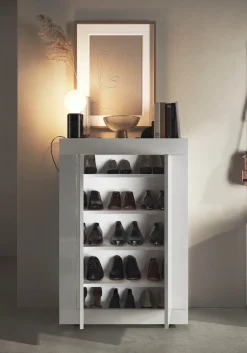 Home affaire Schuhschrank »Basic Breite 78 cm, Höhe 116 cm, Schuhkommode,« moderne Rahmenoptik, Metallgriffe, 4 Einlegeböden