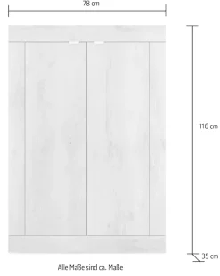 Home affaire Schuhschrank »Basic Breite 78 cm, Höhe 116 cm, Schuhkommode,« moderne Rahmenoptik, Metallgriffe, 4 Einlegeböden
