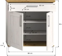 Home affaire Schuhschrank »COSENZA, Breite 95 cm, 2 Türen, 2 Böden, 1 Schubkasten« in Landhausoptik, Kommode, Anrichte, Schrank, Sideboard