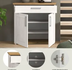 Home affaire Schuhschrank »COSENZA, Breite 95 cm, 2 Türen, 2 Böden, 1 Schubkasten« in Landhausoptik, Kommode, Anrichte, Schrank, Sideboard