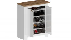 Home affaire Schuhschrank »FIGO, Made in Italy – Schuhkommode,Schuhregal für ca. 20 Paar Schuhe« 1 Stk. tlg. 4-Türig, Siebdruck-dekorative Fräsungen, 10 Fächer, Breite 84 cm