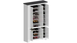 Home affaire Schuhschrank »FIGO, Made in Italy – Schuhkommode,Schuhregal für ca. 60 Paar Schuhe« 1 Stk. tlg. 6-Türig, Siebdruck-dekorative Fräsungen, 20 Fächer, Höhe: 60 cm