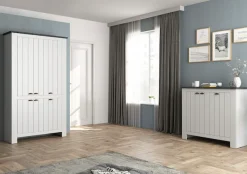 Home affaire Schuhschrank »FIGO, Made in Italy – Schuhkommode,Schuhregal für ca. 60 Paar Schuhe« 1 Stk. tlg. 6-Türig, Siebdruck-dekorative Fräsungen, 20 Fächer, Höhe: 60 cm