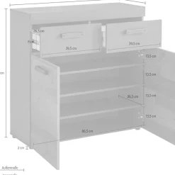 Home affaire Schuhschrank »Ilana« Schuhschrank für 16 Paar Schuhe - (B/T/H) 90/34/89 cm