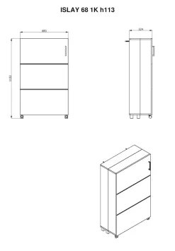 Home affaire Schuhschrank »Islay, Drehtür auf Rollen, B/T/H: 60/32,4/113,2 cm« Schuhkommode mit Platz für ca. 18 Paar Schuhe bis Gr. 40