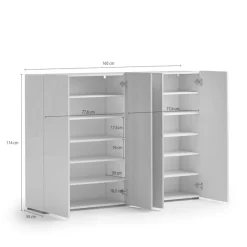 Home affaire Schuhschrank »LADY, Schuhkommode,Schuhmöbel,Schuhablage,Schuhregal« 10 Einlegeböden,12 Fächer,ca. 36 Paar Schuhe-Maße: B/T/H:160x34x115 cm