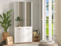 Home affaire Schuhschrank »Menorca Schuhkommode, Lagerschrank, Schuhregal, Breite 90 cm« mit vier Türen, in modernen und eleganten Farben, mit zwei Spiegeln