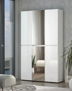 Home affaire Schuhschrank »Mister,Schuhkommode,Schuhmöbel,Schuhablage,Schuhregal« Breite 120 cm, Höhe 200 cm, Tiefe 34 cm, 6 Türen, 24 Fächer, 2 Spiegel