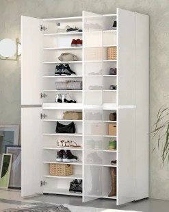 Home affaire Schuhschrank »Mister,Schuhkommode,Schuhmöbel,Schuhablage,Schuhregal« Breite 120 cm, Höhe 200 cm, Tiefe 34 cm, 6 Türen, 24 Fächer, 2 Spiegel