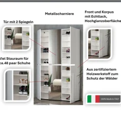Home affaire Schuhschrank »Mister,Schuhkommode,Schuhmöbel,Schuhablage,Schuhregal« Breite 120 cm, Höhe 200 cm, Tiefe 34 cm, 6 Türen, 24 Fächer, 2 Spiegel