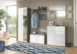 Home affaire Schuhschrank »Rumba, Breite 80 cm, Hochglanz Front, 2 Türen, 4 Einlegeböden,« 2 Schubkästen, Schuhkommode, Kommode, Flurschrank