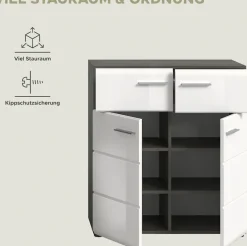Home affaire Schuhschrank »Rumba, Breite 80 cm, Hochglanz Front, 2 Türen, 4 Einlegeböden,« 2 Schubkästen, Schuhkommode, Kommode, Flurschrank