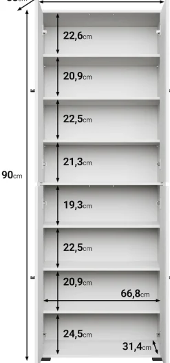 Home affaire Schuhschrank »Schuhkommode Dino« Flurschrank mit verstellbaren Einlegeböden, BxHxT: 70 × 190 × 33 cm