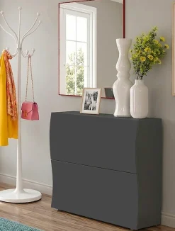 Home affaire Schuhschrank »Schuhschrank mit Klappen / Schuhkommode, Höhe 81 cm« onda 101 cm breit, Anthrazit,mit 2 klapptüren, made in italy