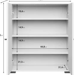 Home affaire Schuhschrank »Schuhkommode Dino« 1 Stk. tlg. Stauraum mit 2 Türen und verstellbaren Einlegeböden, Breite 70 cm
