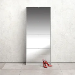 Home affaire Schuhschrank »Shoes, Praktisch, minimalistisch, verspiegelte Klappenfronten« 4 Fächer, Schuhaufbewahrung, Folienbeschichtet, Höhe 162 cm