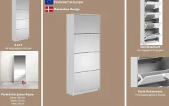 Home affaire Schuhschrank »Shoes, Praktisch, minimalistisch, verspiegelte Klappenfronten« 4 Fächer, Schuhaufbewahrung, Folienbeschichtet, Höhe 162 cm